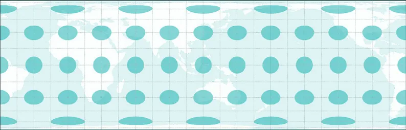 Equal-area map projection with its Tissot’s indicatrix.