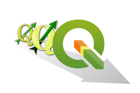 Logos of QGIS 1.0, 2.0, and 3.0