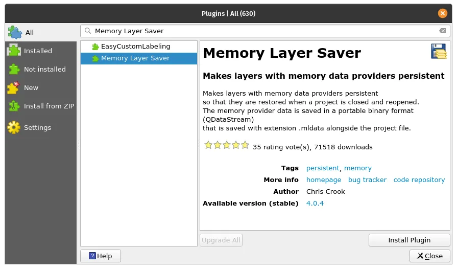 Memory Layer Saver plugin