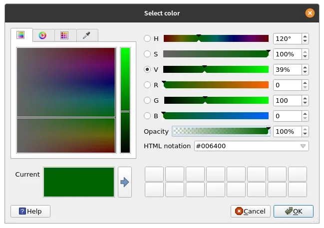 Add the Forest Zone color (RGB 0, 100, 0)