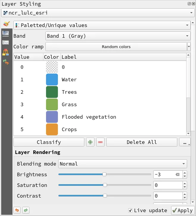 Paletted/Unique values symbology parameters for the ncr_lulc_esri layer