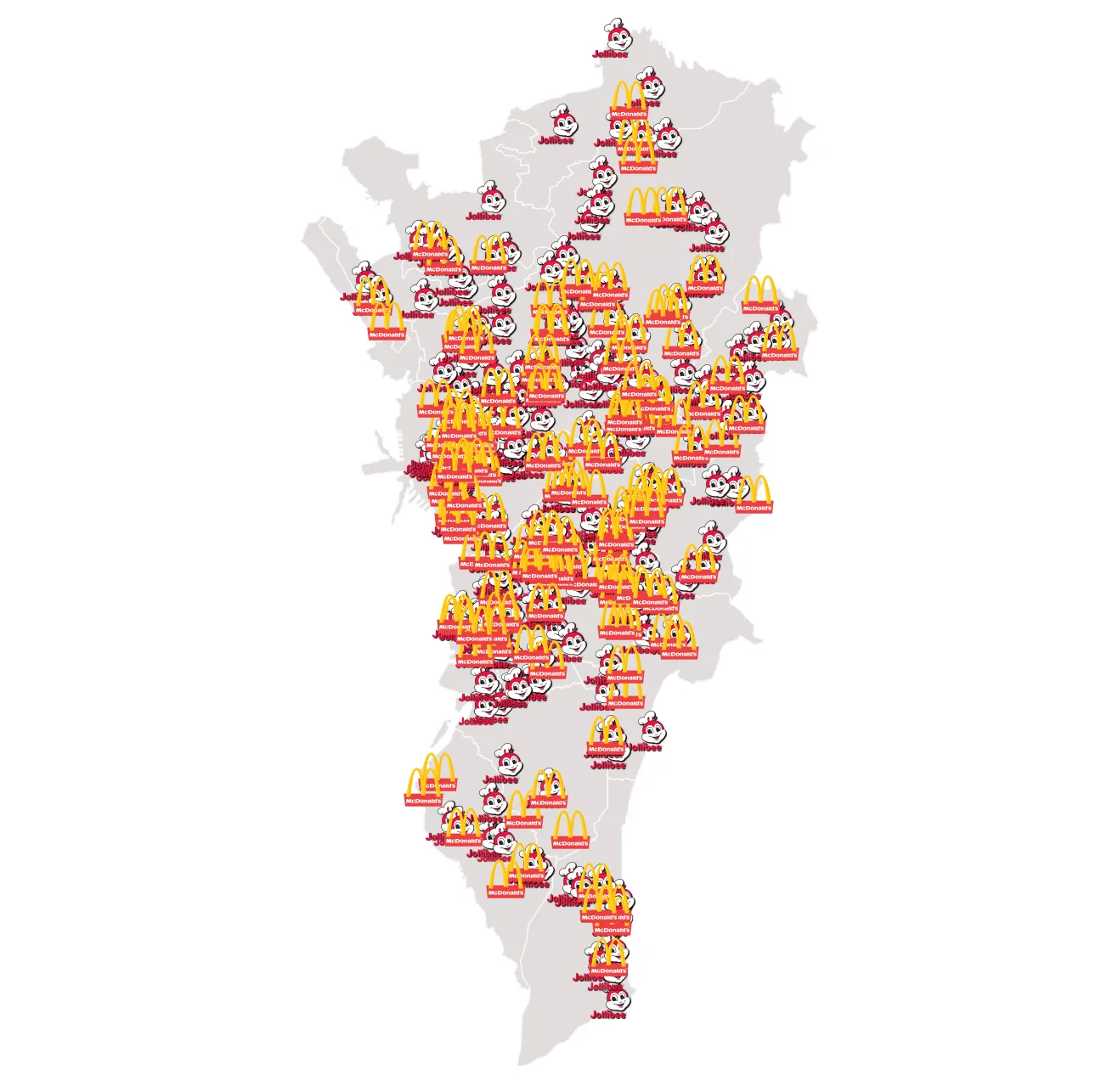 Jollibee and McDo in NCR map)