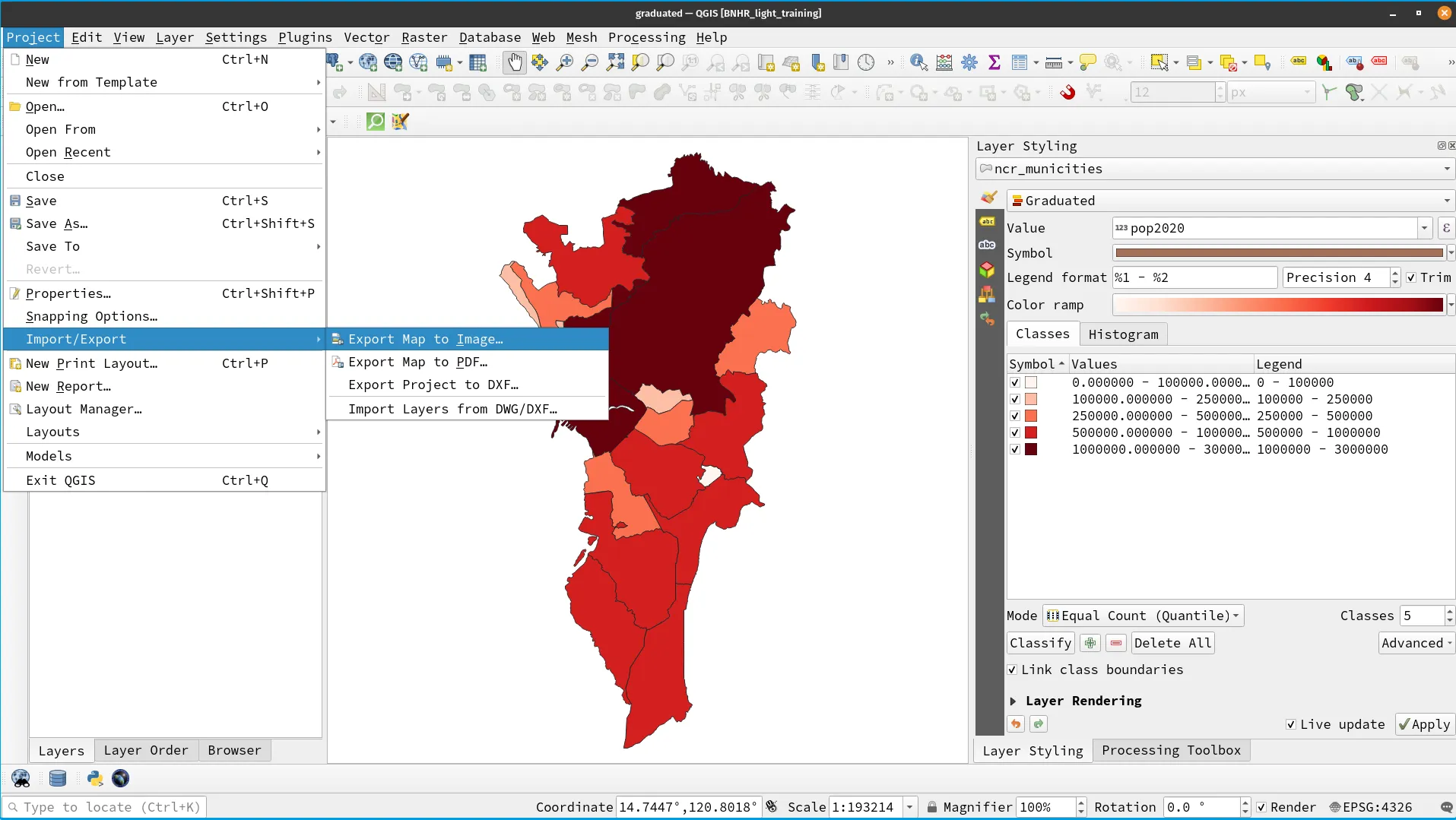 Exporting the contents of the map canvas