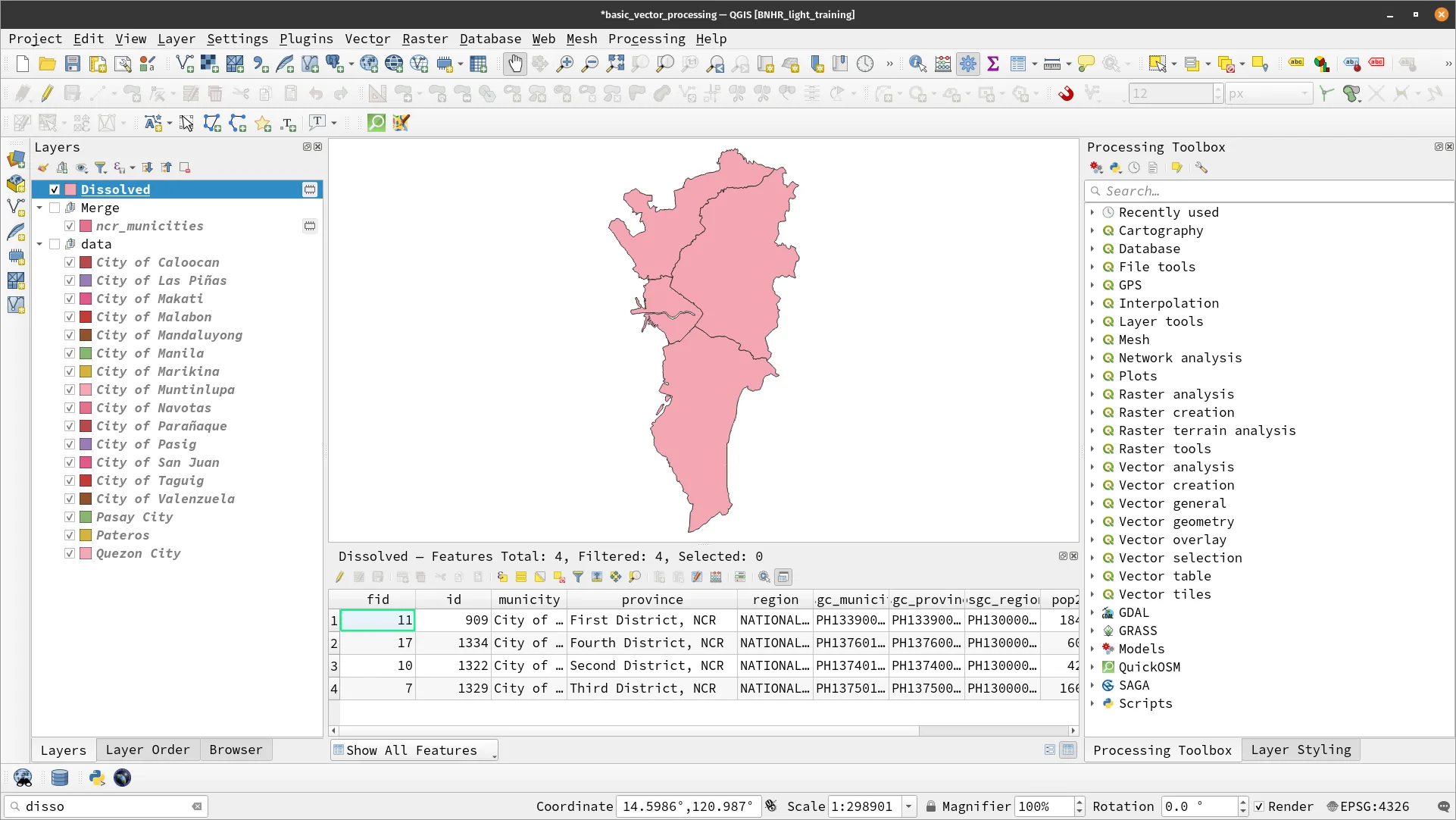 Output of the Dissolve algorithm