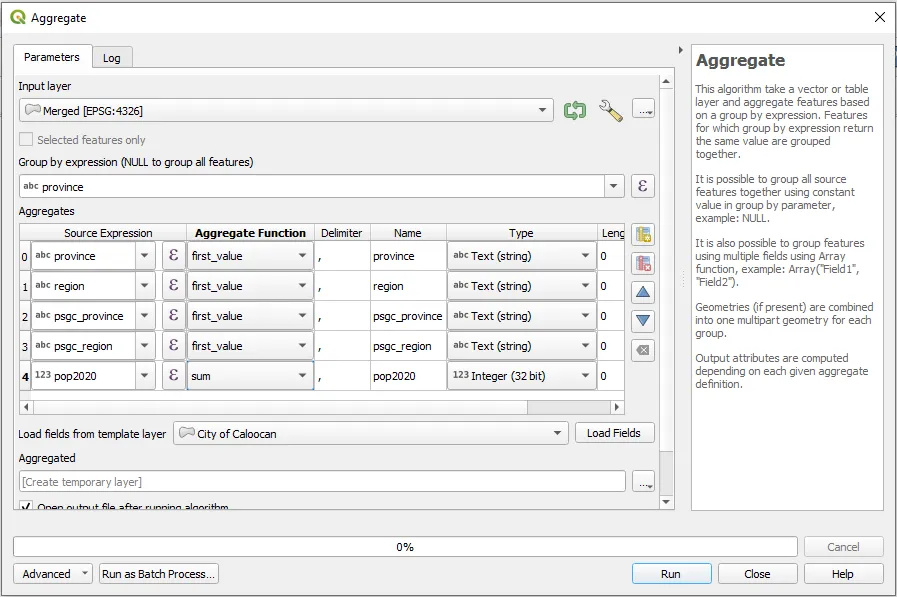 Aggregate algorithm parameters