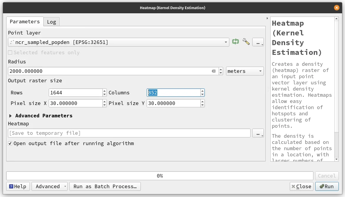 Heatmap (KDE) parameters