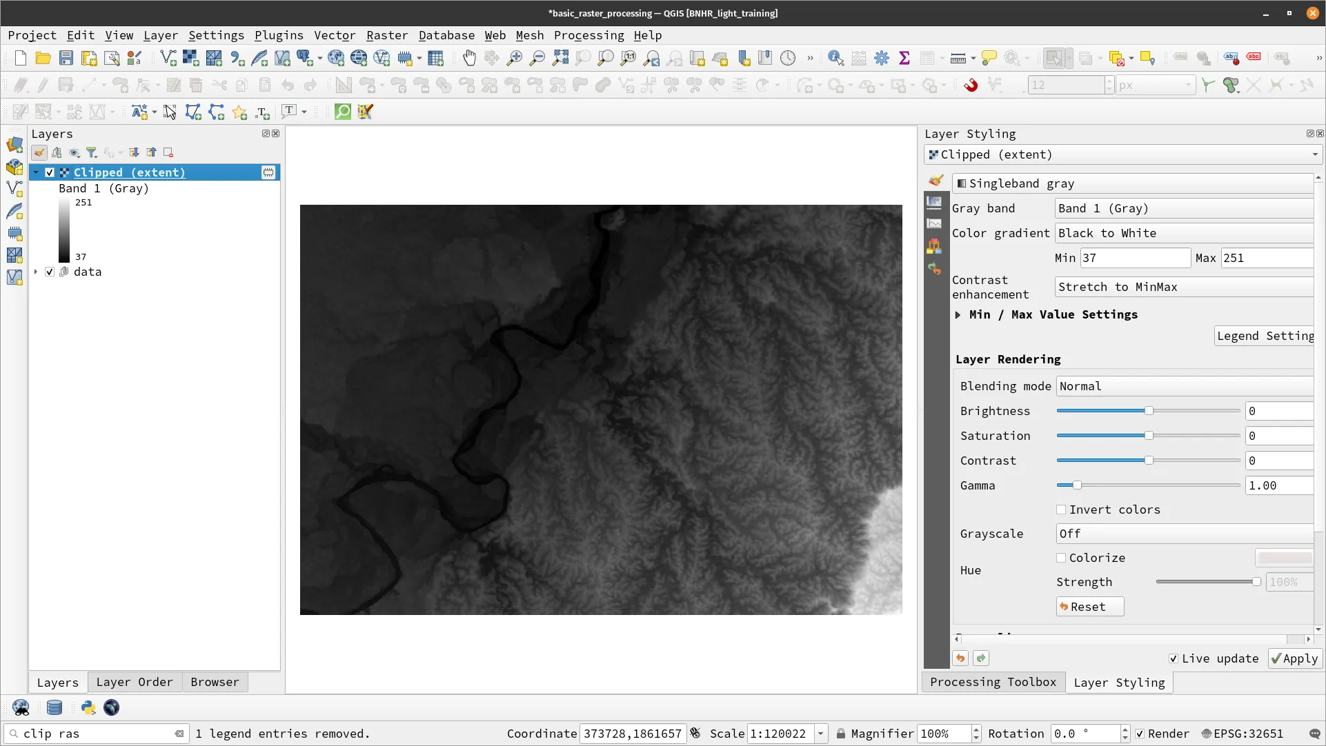 Clipped elevation raster