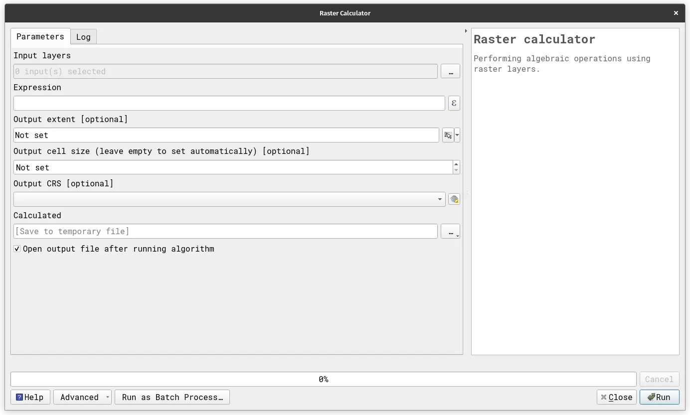 The new raster calculator UI (since 3.34)