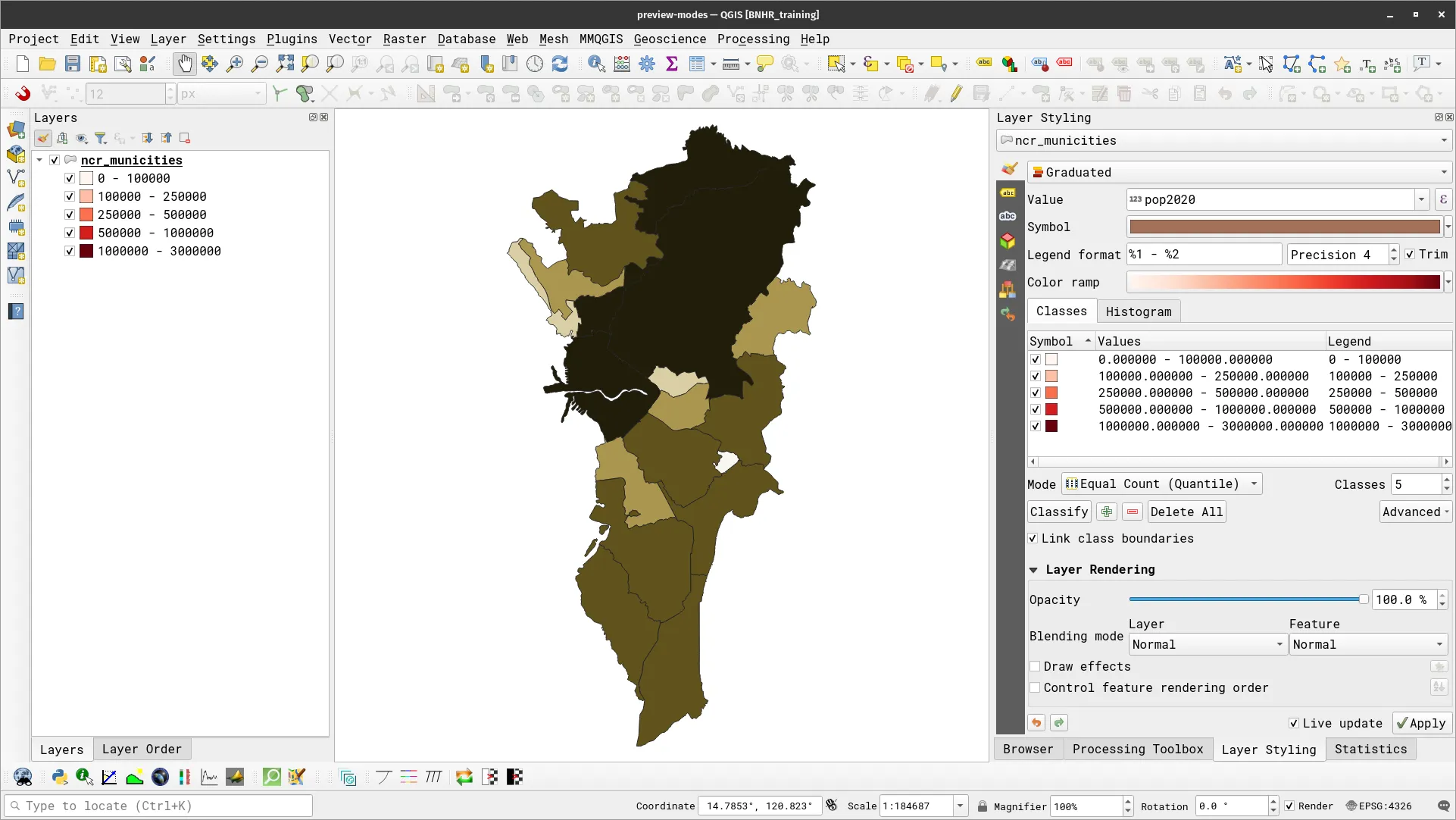 NCR muniticites layer previewed to simulate Deuteranopia color blindness (no greens)
