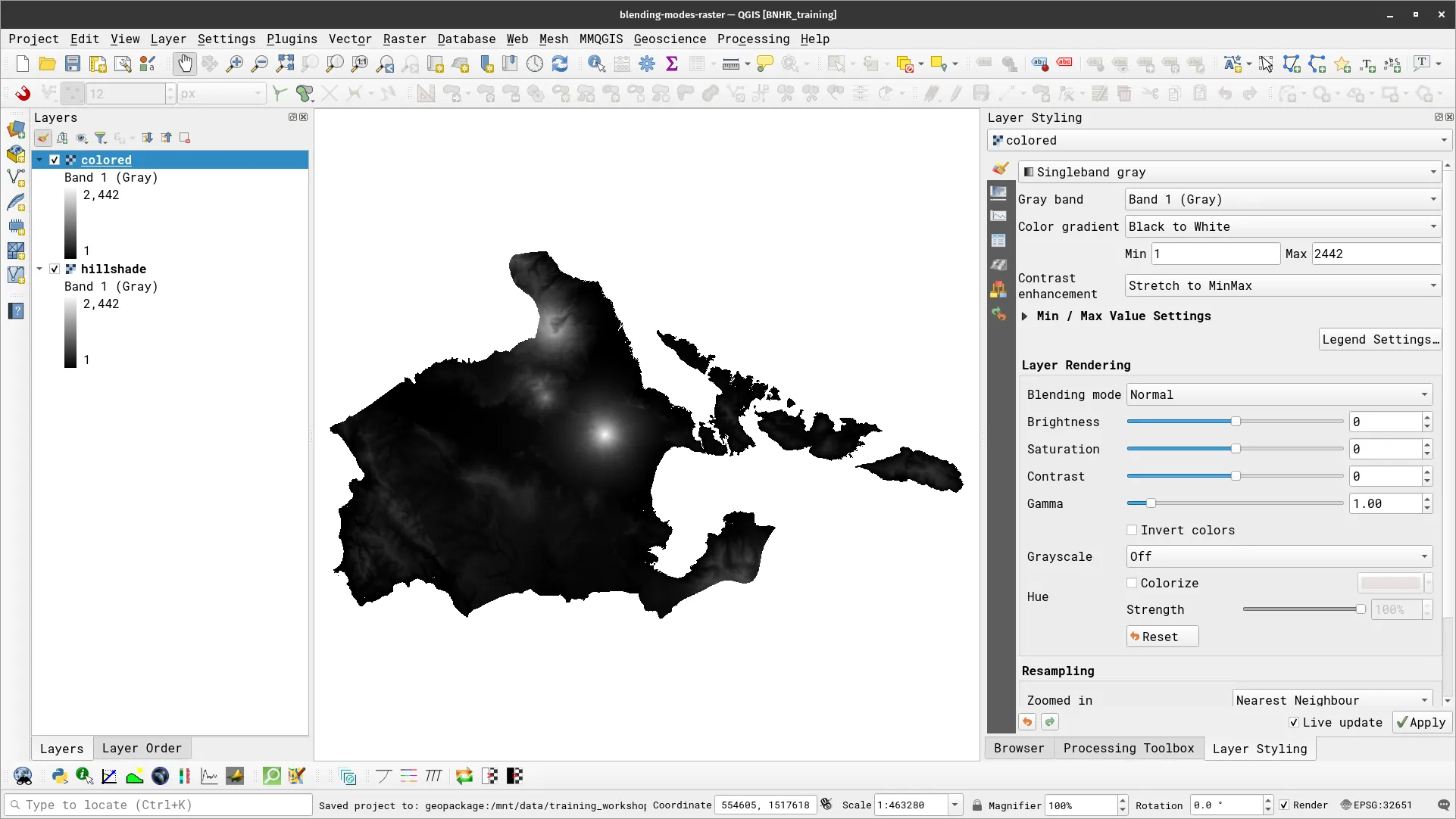 Rasters loaded in QGIS