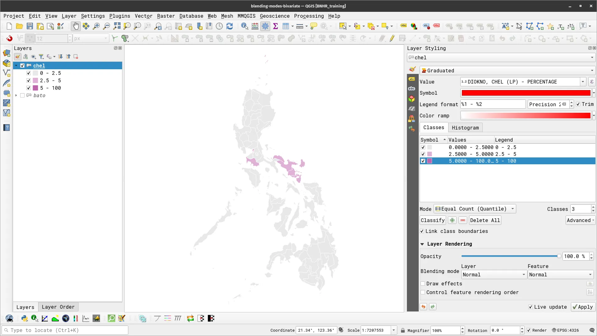 Choropleth map for chel layer