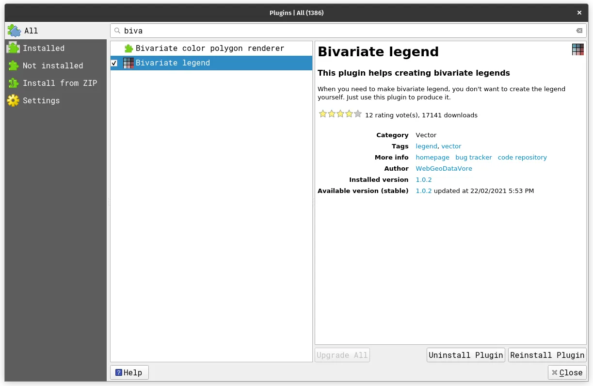 The Bivariate legend plugin