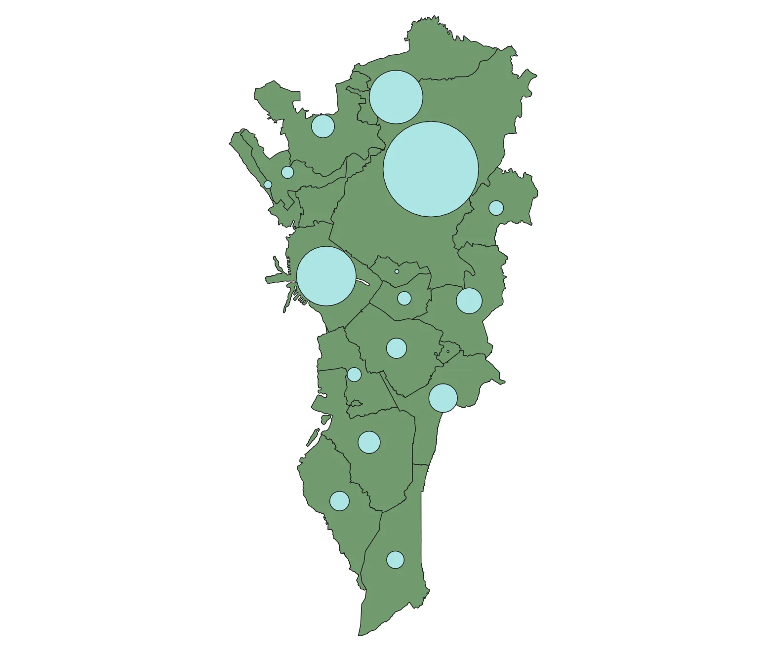 Output for Exercise 2.2. Styling polygons as points/circles