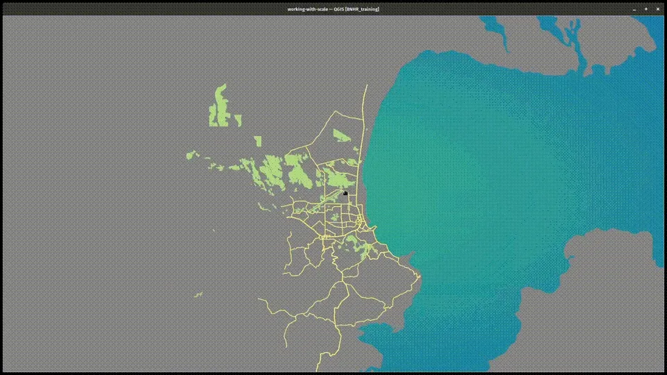 Output for Exercise 3.2. Showing different features at different zoom levels