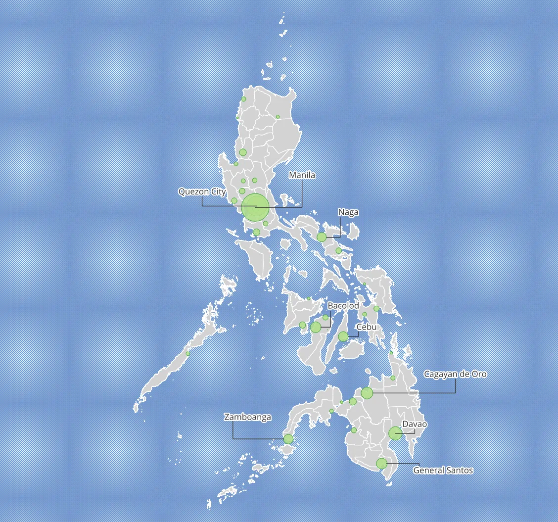 Output for Exercise 3.3.1. Labeling cities based on population