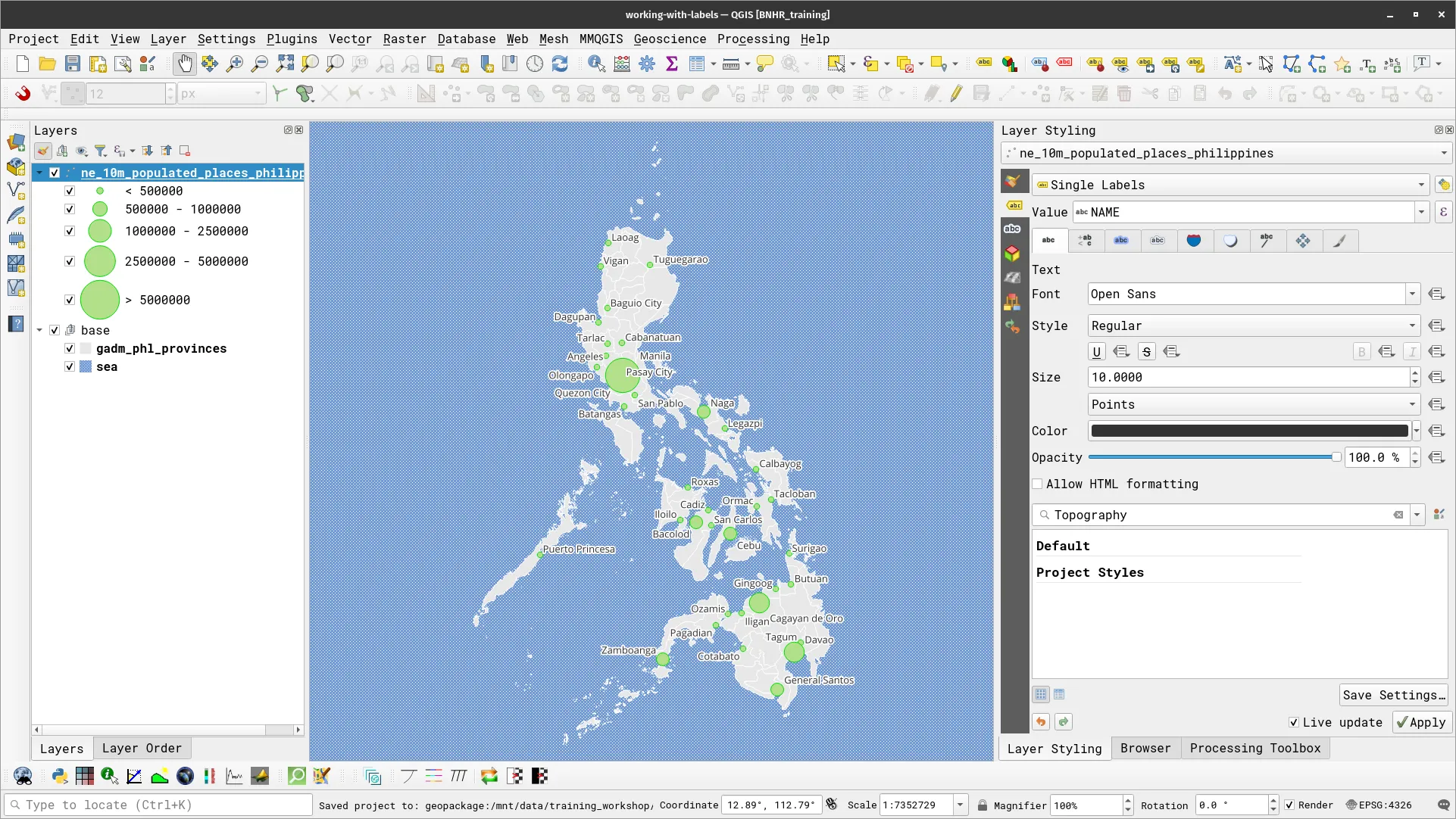 Single Labels using NAME of the populated places layer