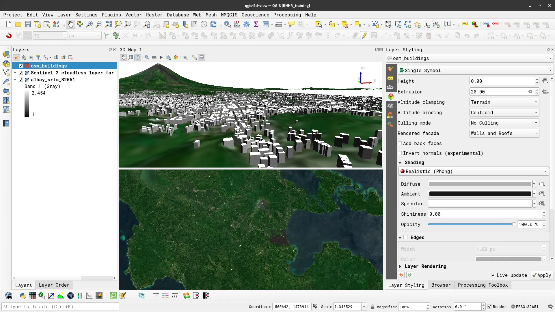 3D view with shadows, eye dome lighting, and ambient occlusion