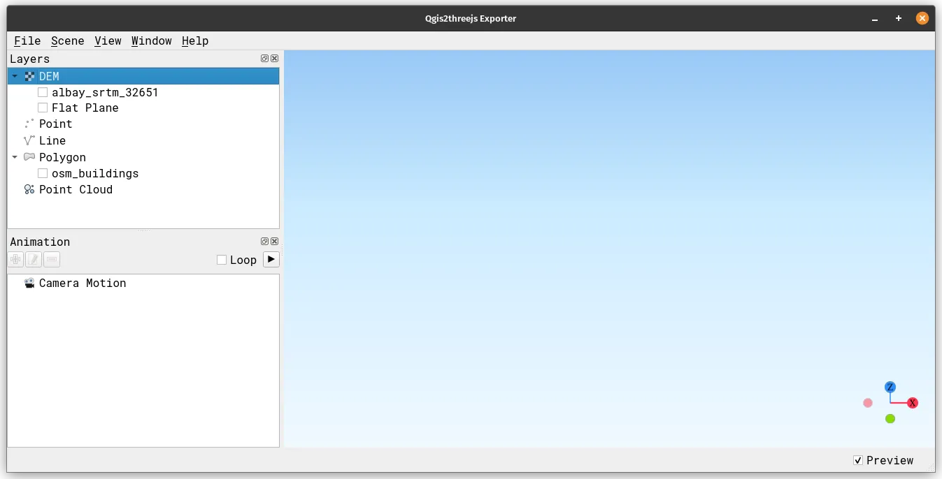 The Qgis2threejs window