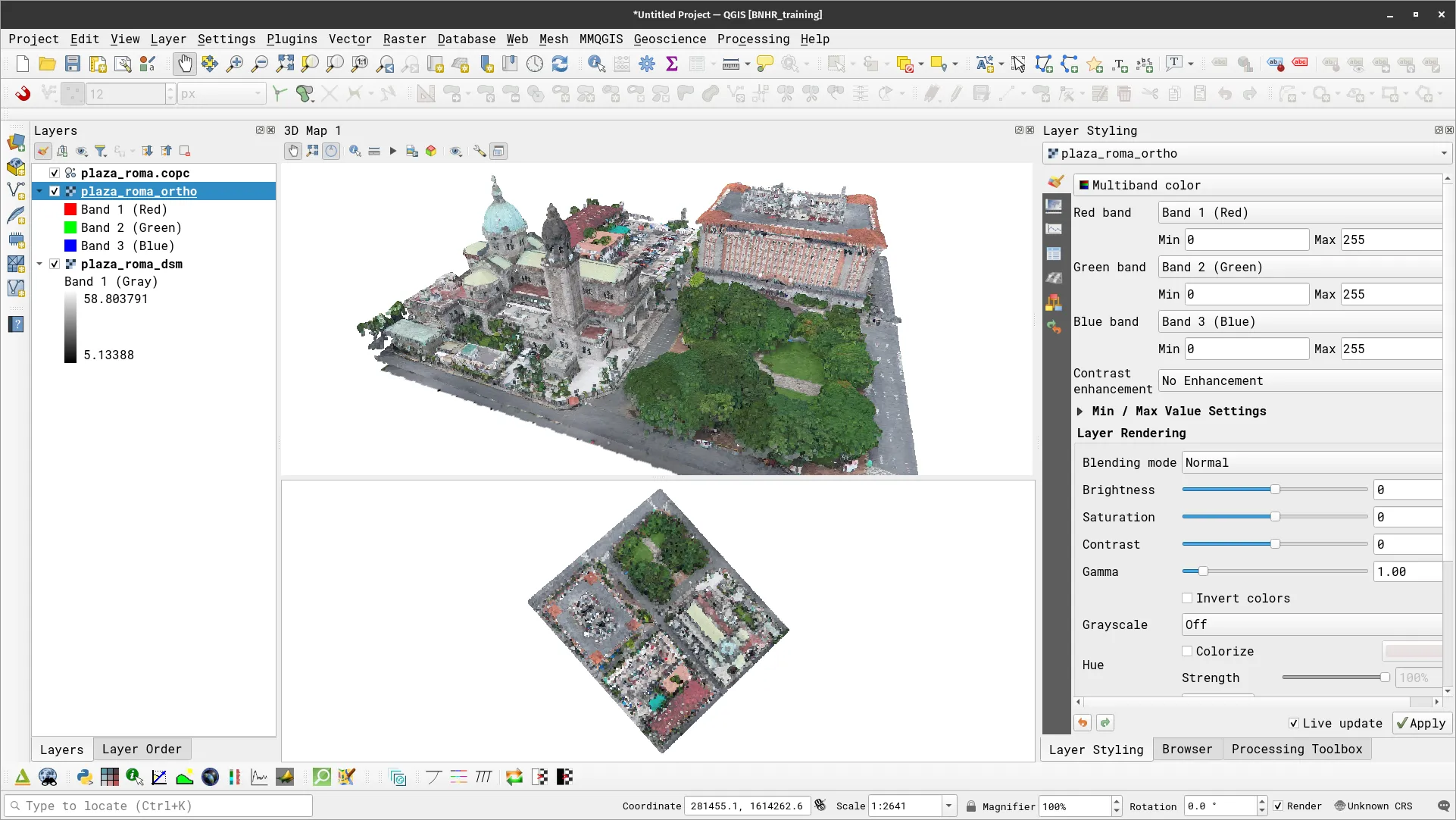 Plaza Roma point cloud viewed in 3D