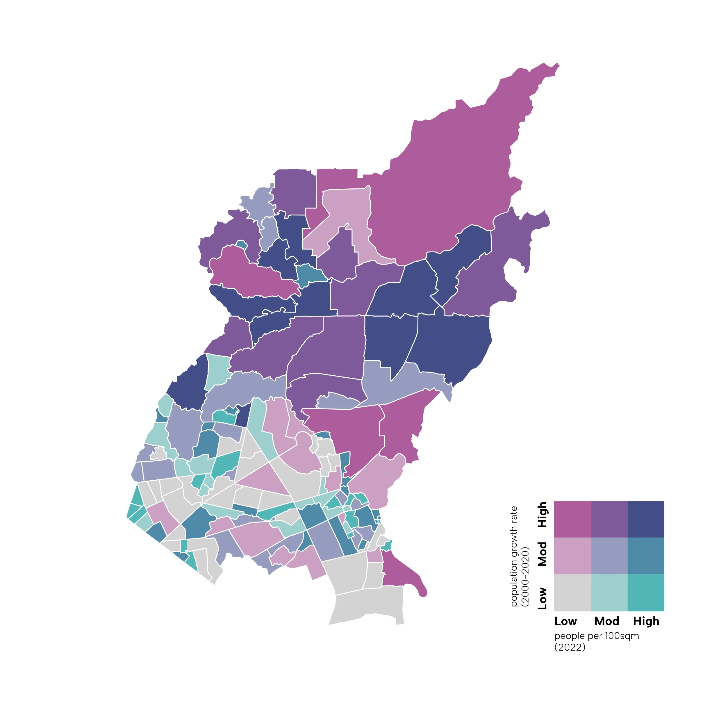 Output for 1.1. Bivariate choropleth map of barangays showing population density and annual population rate