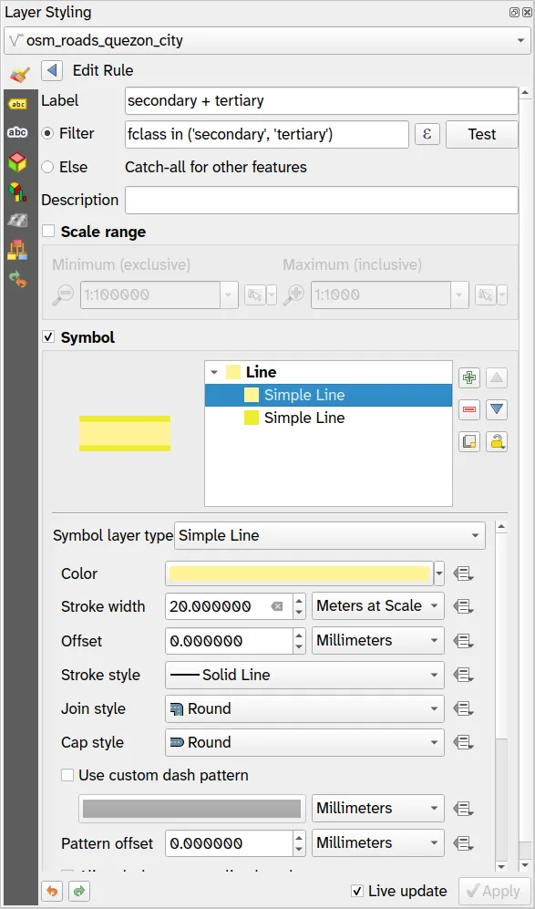 Rules for styling the secondary & tertiary roads (1)