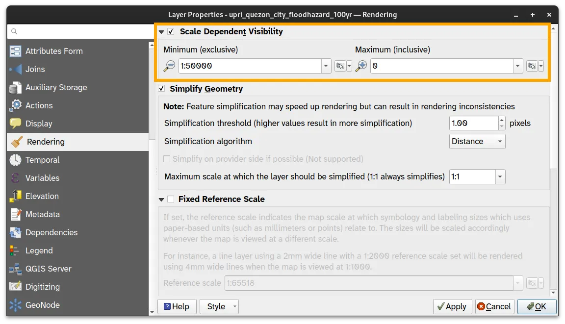 Applying scale-dependent visibility on the upri_quezon_city_floodhazard_100yr