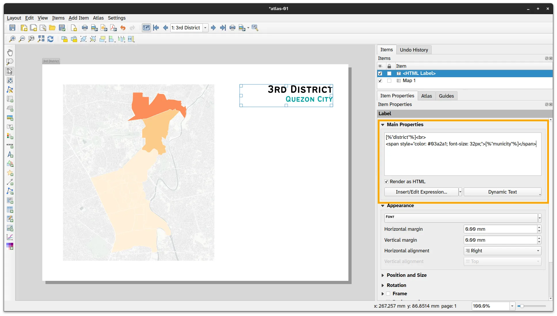 Using dynamic texts for the map title