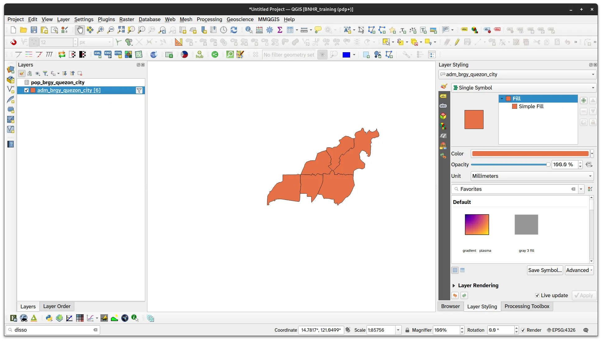 Filter applied to the layer in the map canvas