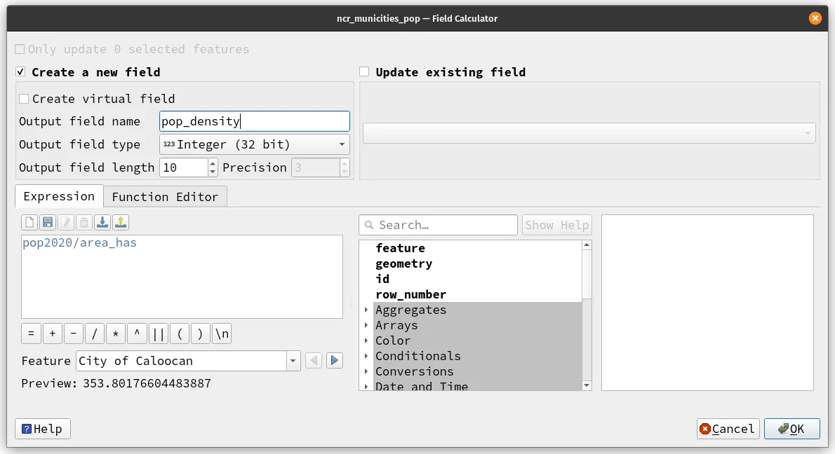 Computing for the population density