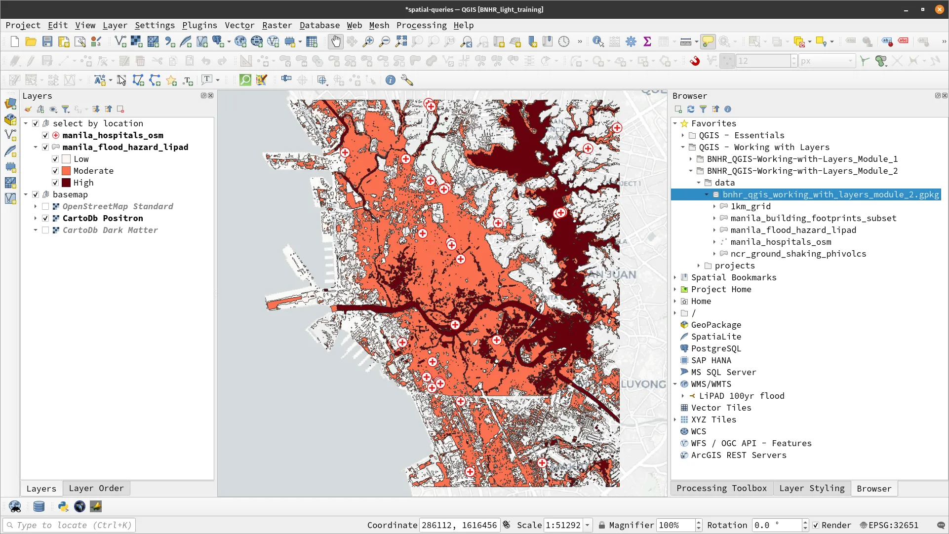 Exercise 2.1 layers loaded in QGIS