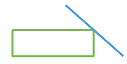 A blue line that touches the corner of a green box