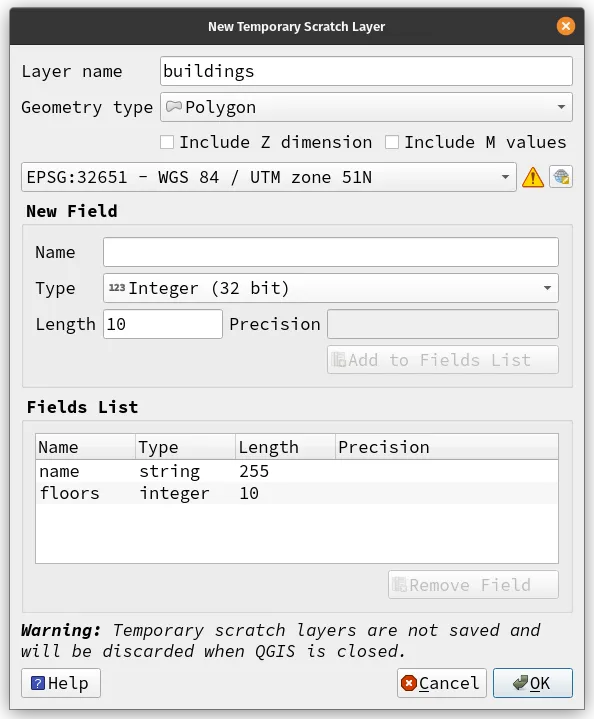 New vector layer for buildings