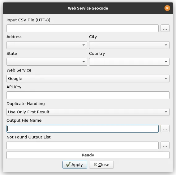 Web Service Geocode using the MMQGIS plugin