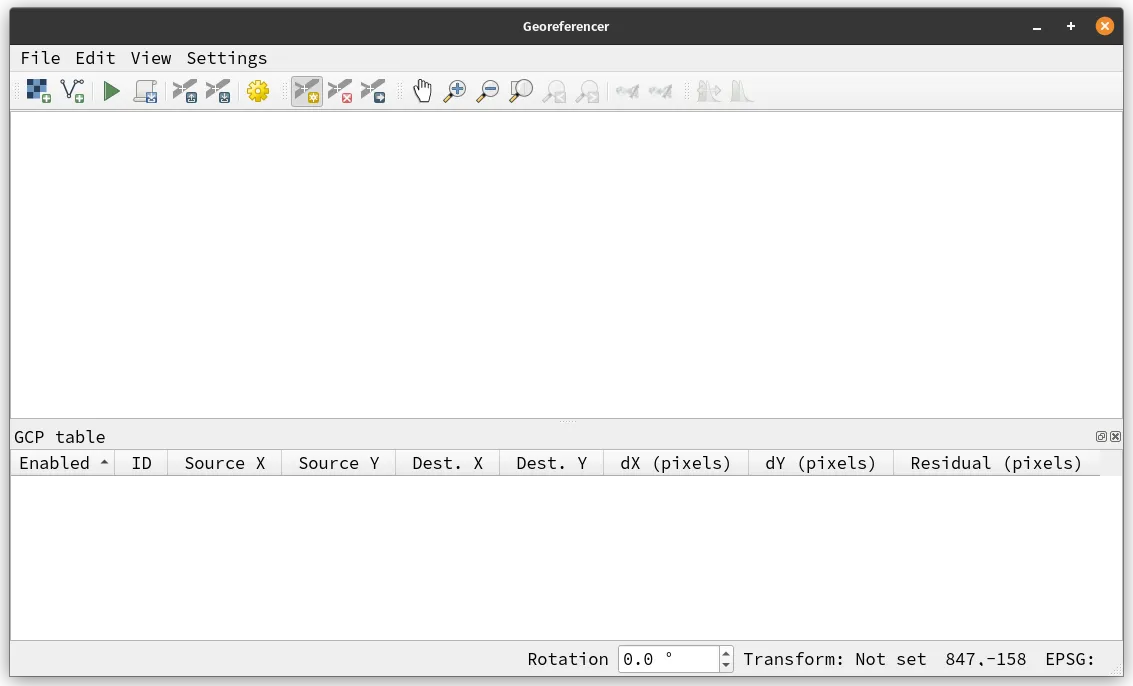 The Georeferencer window in QGIS