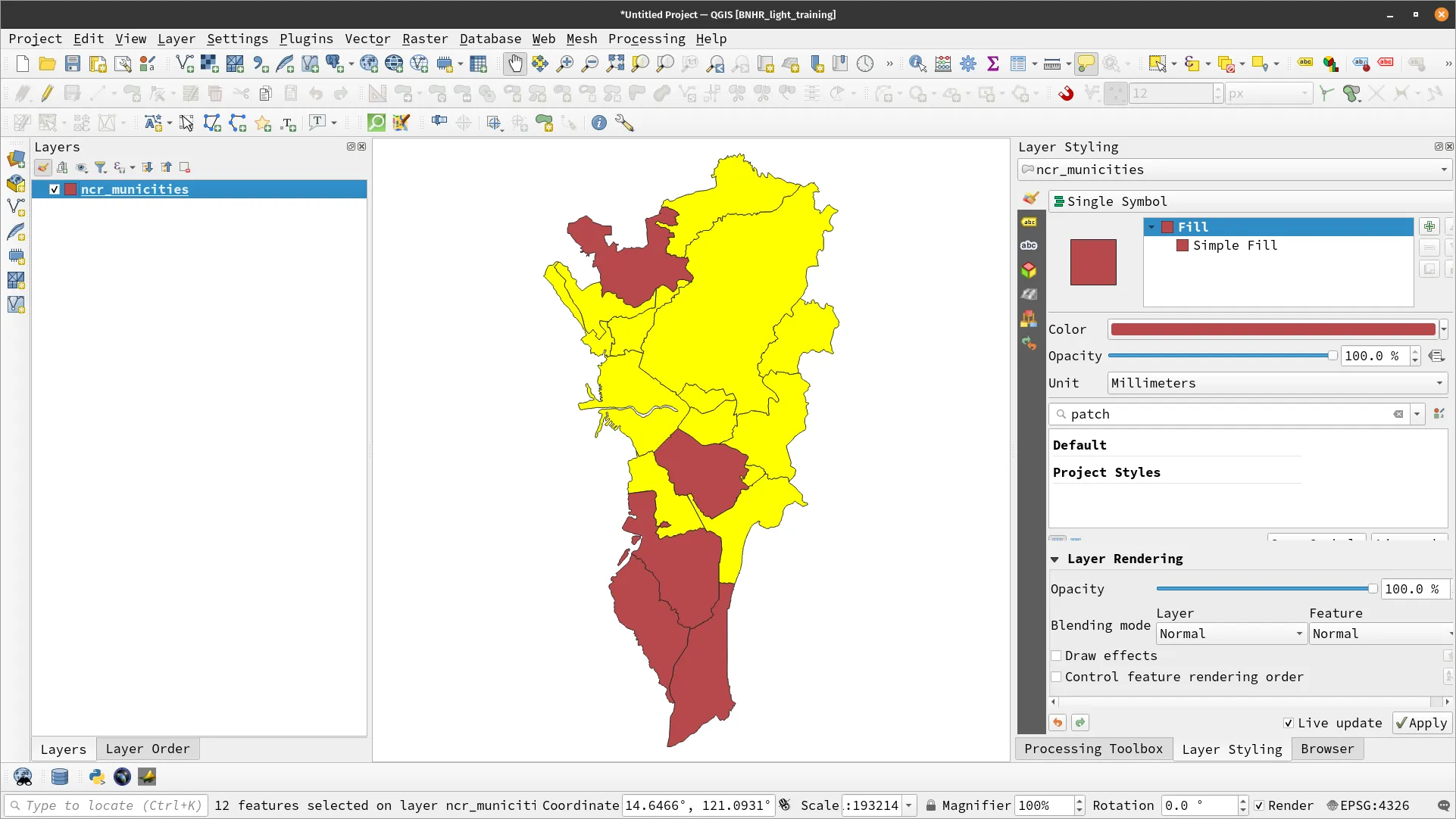 Features selected using an expression