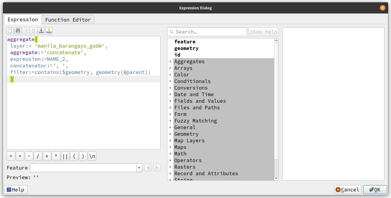 Expression for the default value of the city field