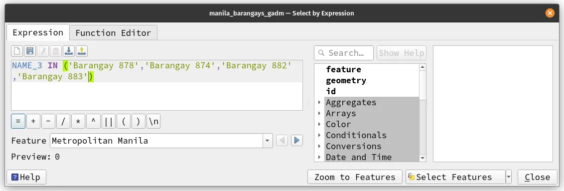 Selecting the computed adjacent barangays to Barangay 881