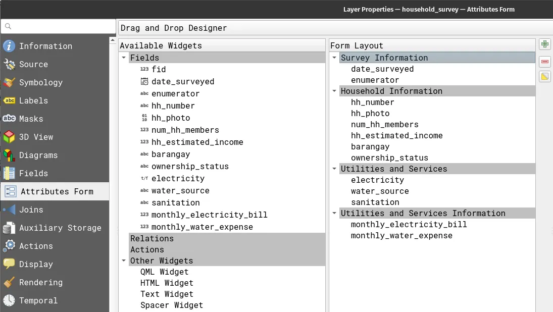 Attributes ordered using Tabs