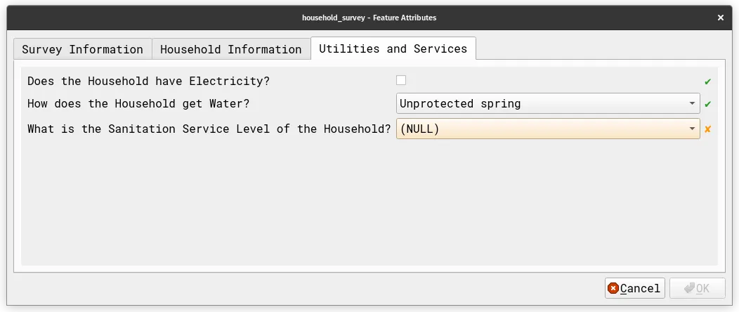 No Utilities and Services Information if no electricity or water source isn't piped/water refilling station