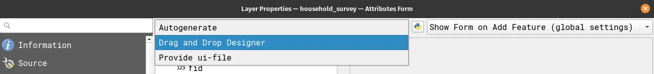 Options for changing the interface of the attribute form