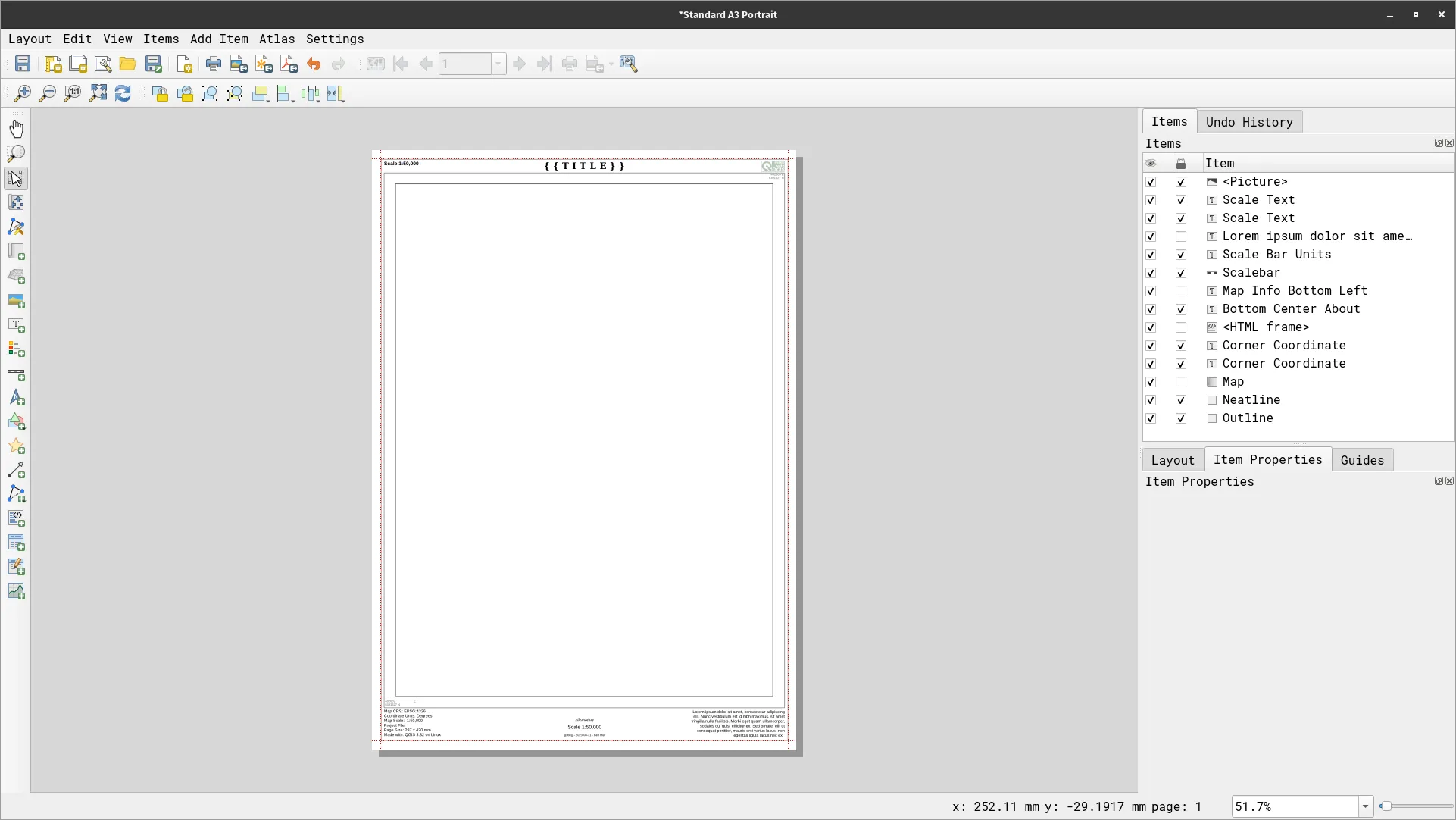 The content of the Standard A3 Portrait template