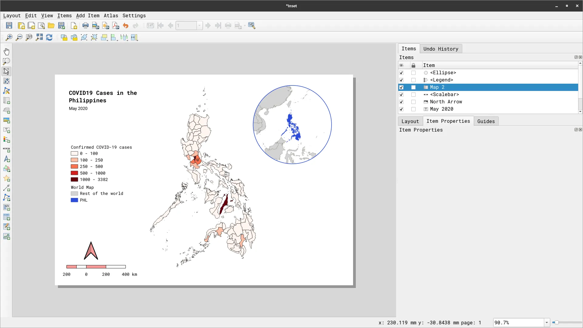 Layout with 2 maps using map themes
