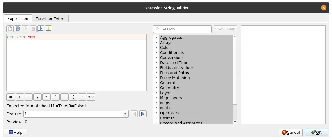 The feature subset using an expression