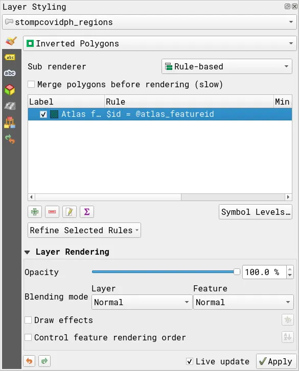 Styling the regions layer to cover other features outside the current atlas feature