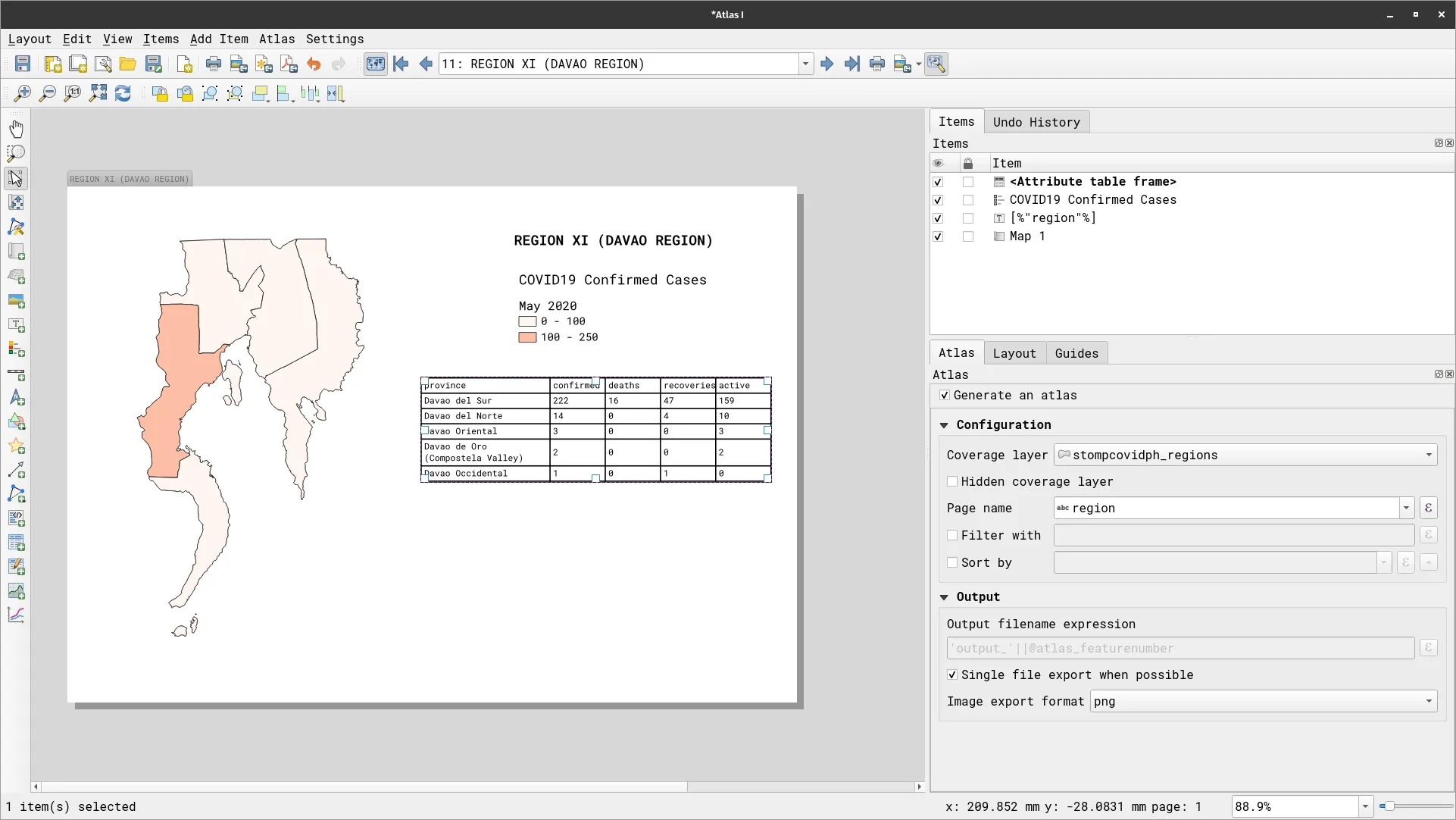 Atlas with data-defined table