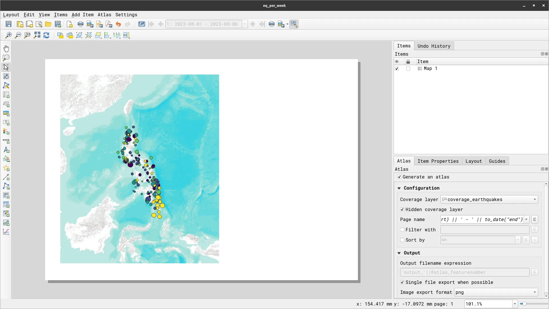 Earthquakes layout