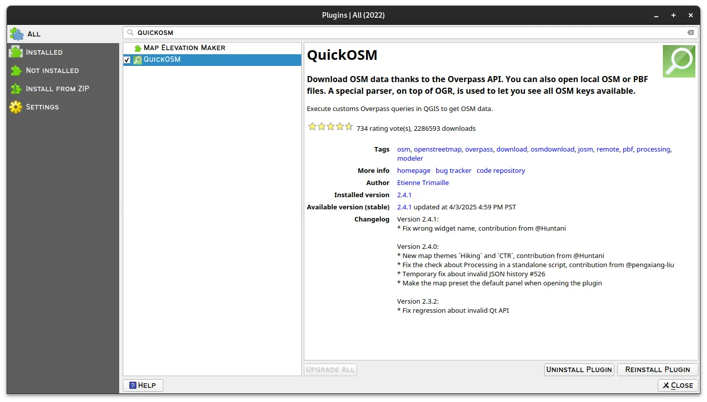 The QuickOSM plugin