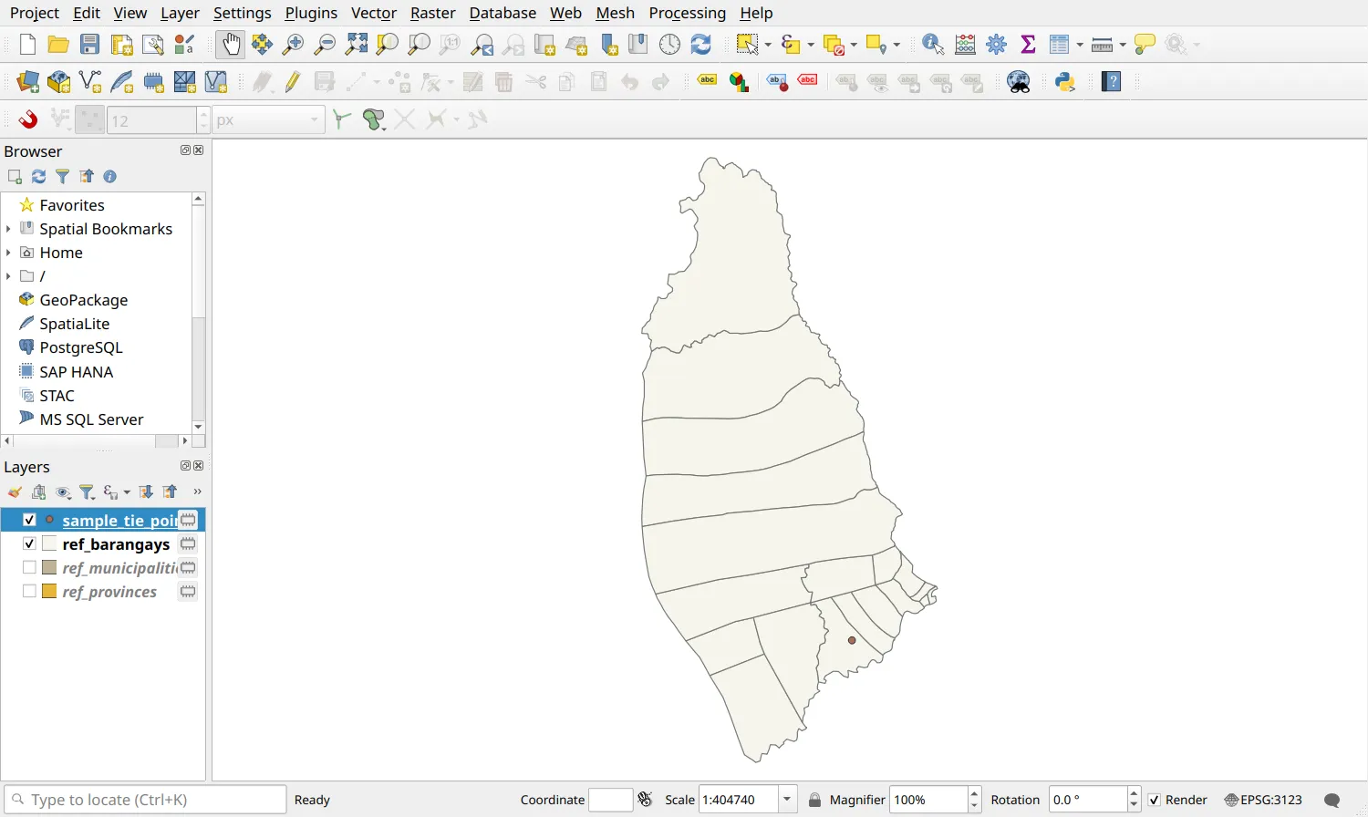Reference layers loaded in QGIS