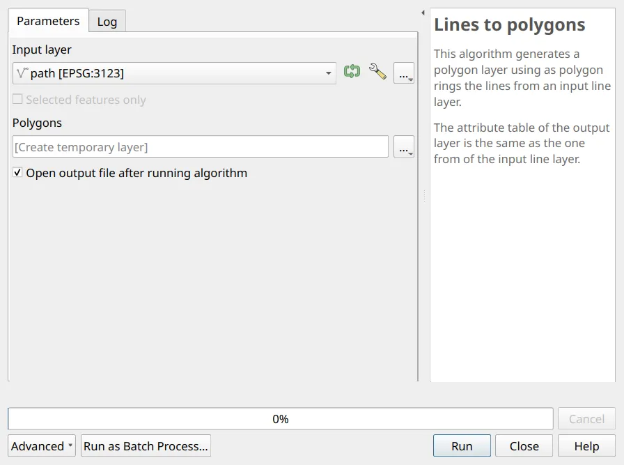 The Lines to polygons algorithm