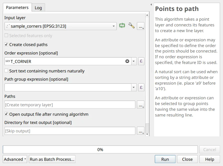 The Points to path algorithm